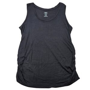 Motherhood Maternity Tank Top Womens XL Black Ruched Side Sleeveless Scoop Neck